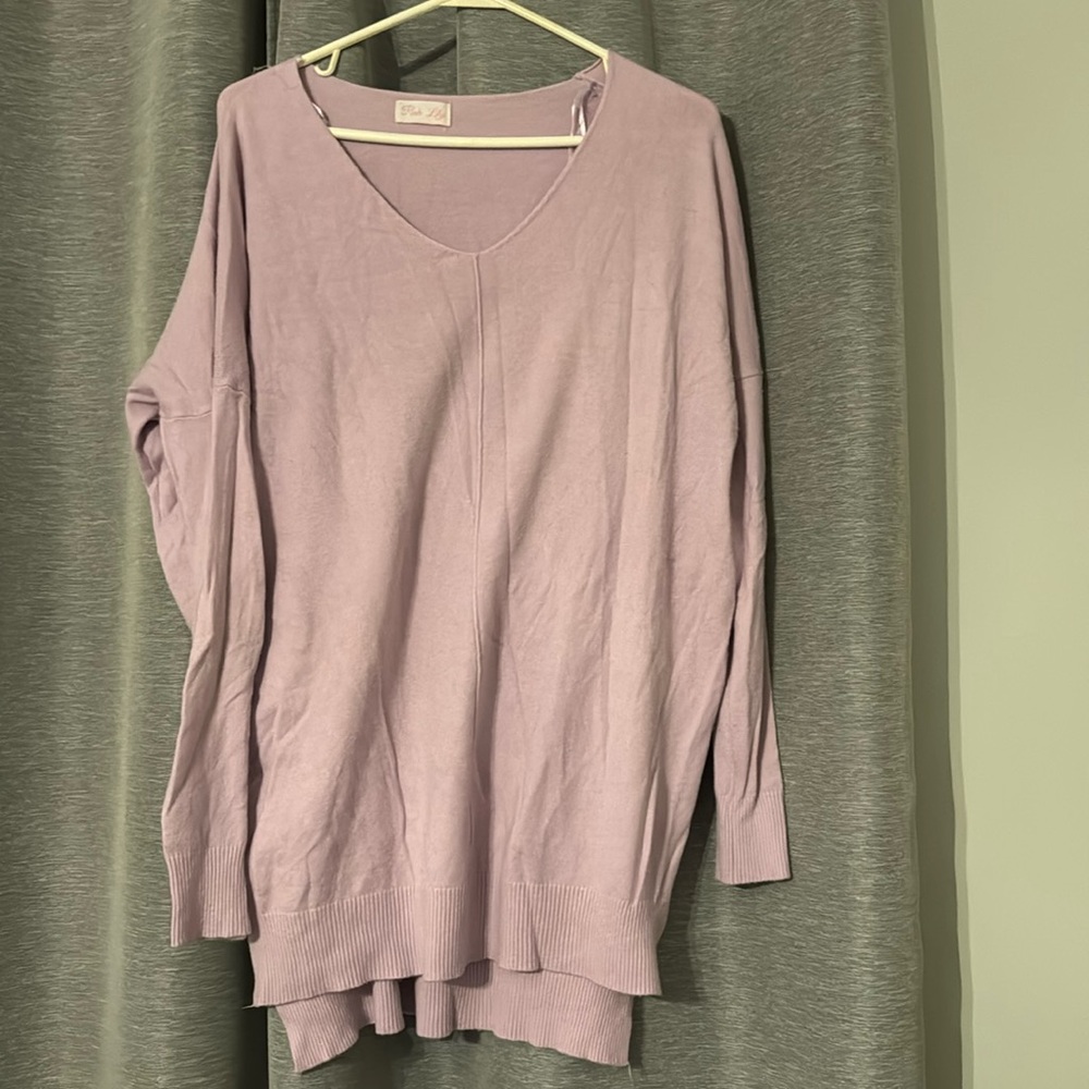 Pink Lily Lavender V-Neck Sweater